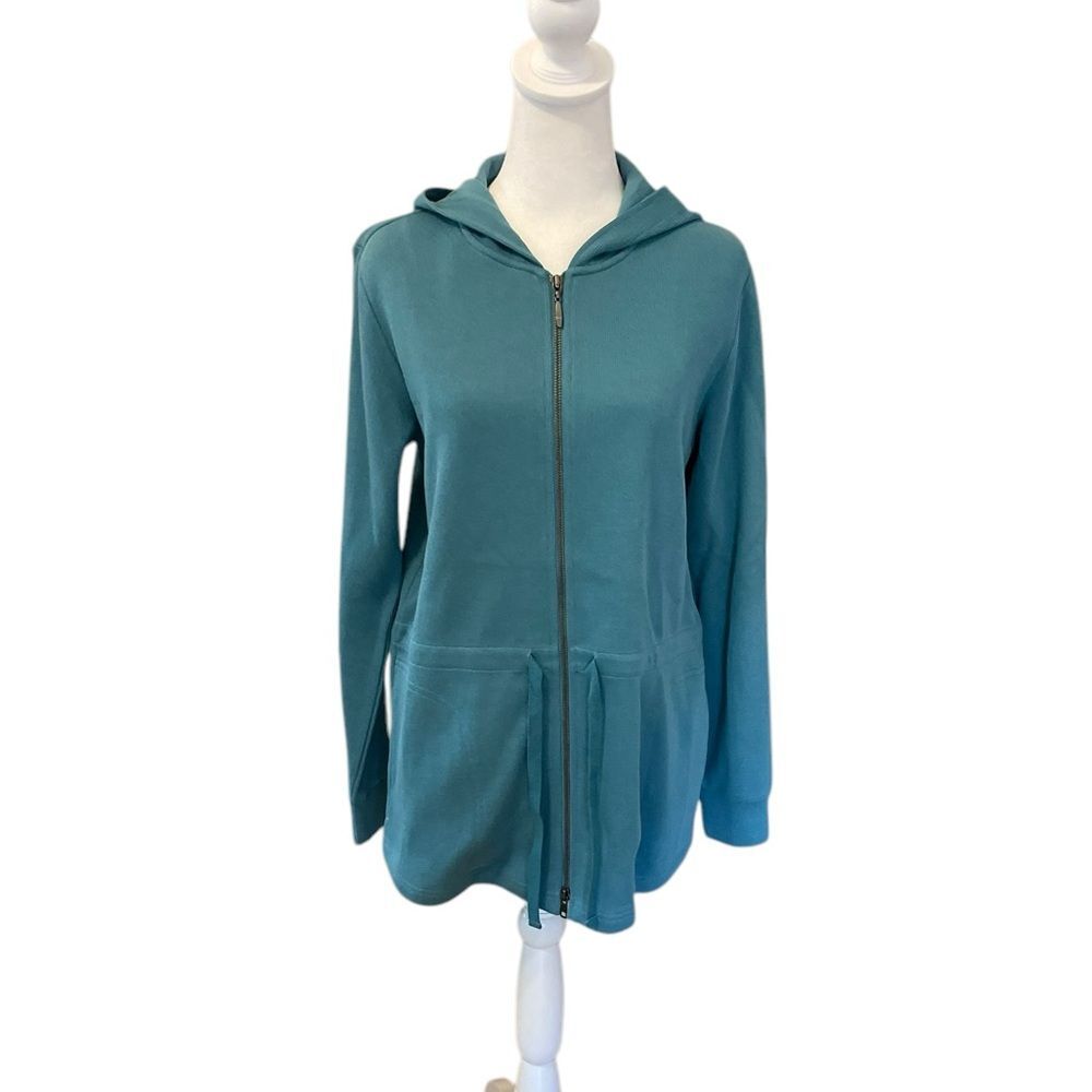Pendleton Full Zip Sweater Jacket Cotton Teal Blue Womens Size Medium New